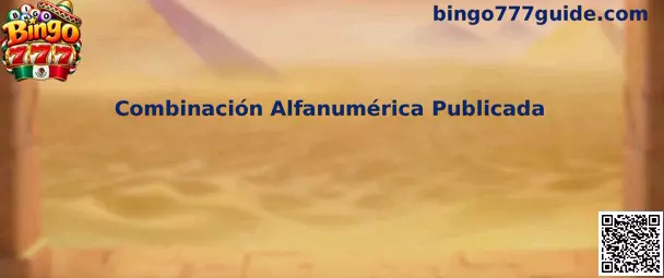 Guía visual de Bingo 777 para identificar, copiar y verificar una combinación alfanumérica publicada.